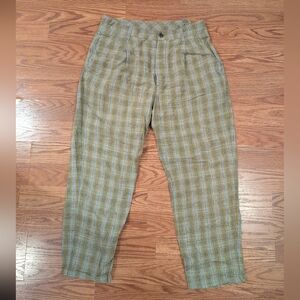 Vlas Blomme linen check pants sz 4 small